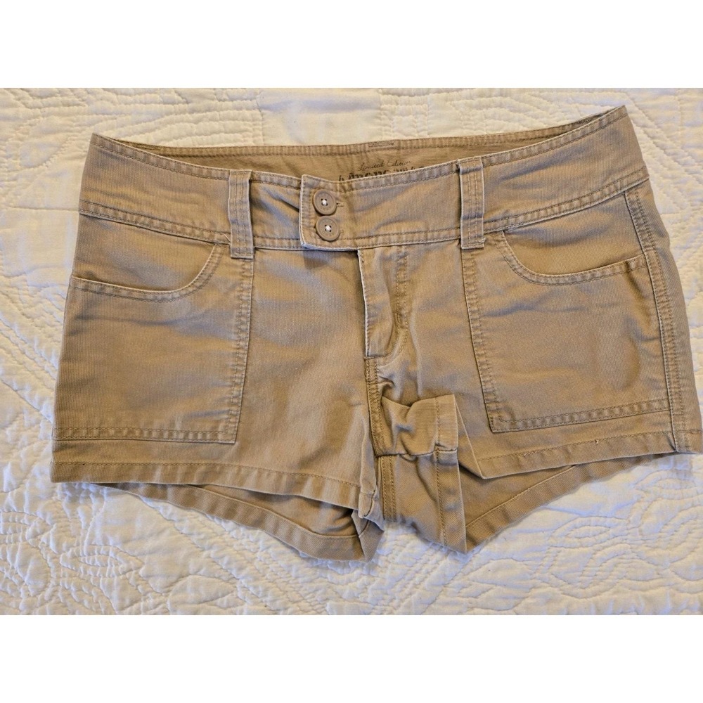 Aeropostale Short Shorts Women's Size 9 10 Khaki Tan Low Rise Mini Micro Y2K